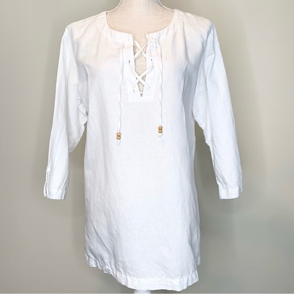 Columbia X.C.O. Lace Up Linen Blend Tunic Top Large - Picture 1 of 11